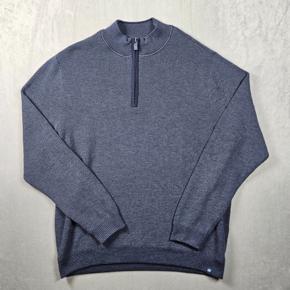 Southern Tide Sweatshirt Mens XL Blue Bailer Jade 1/4 Zip Waffle Knit Outdoor - Picture 1 of 11